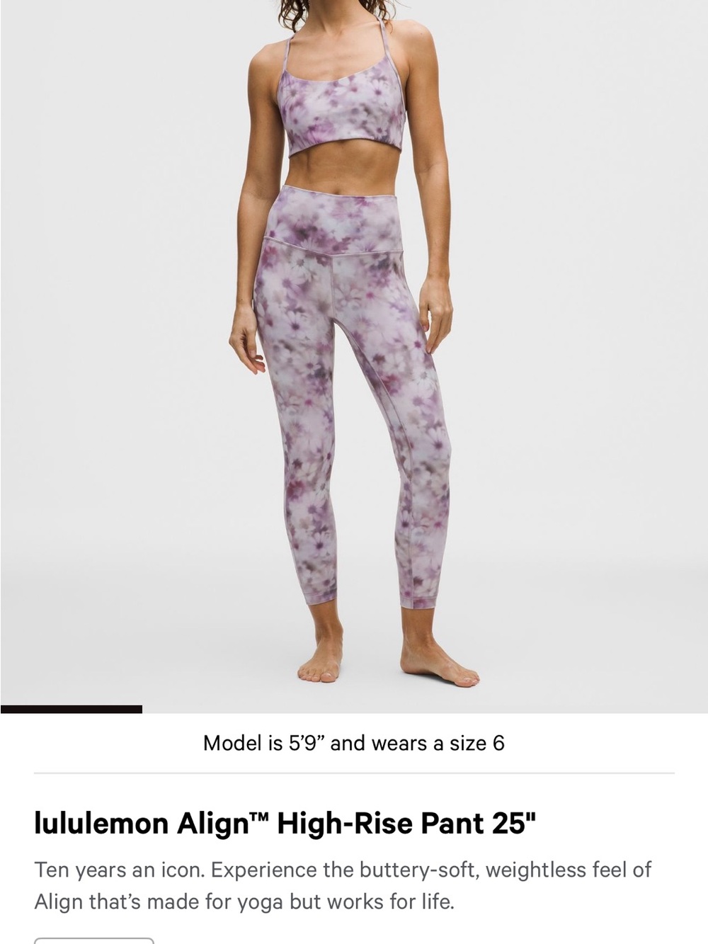 lululemon Align HR Pant 25” in Meadow Haze Pink Multi Size 14
